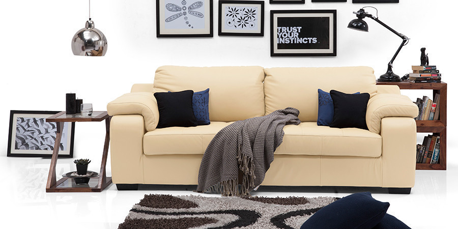 Tribunal Leather Sofa (Cream)